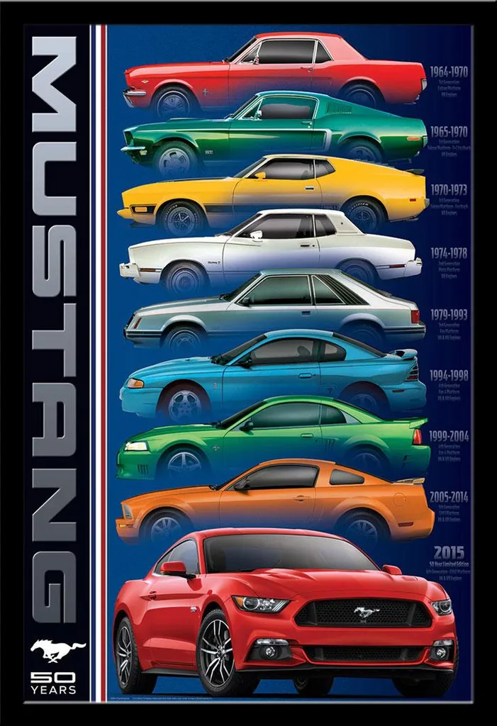 Regalo Ideale: Poster Ford Mustang 50 Years con Cornice Premium