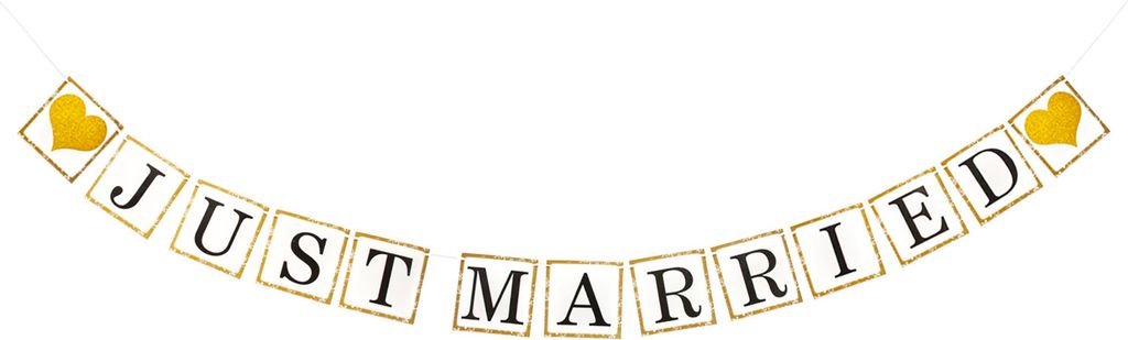 Oblique Unique Just Married Girlande mit goldenen Herzen Hochzeit Feier Party Banner Deko Hochzeitsdeko