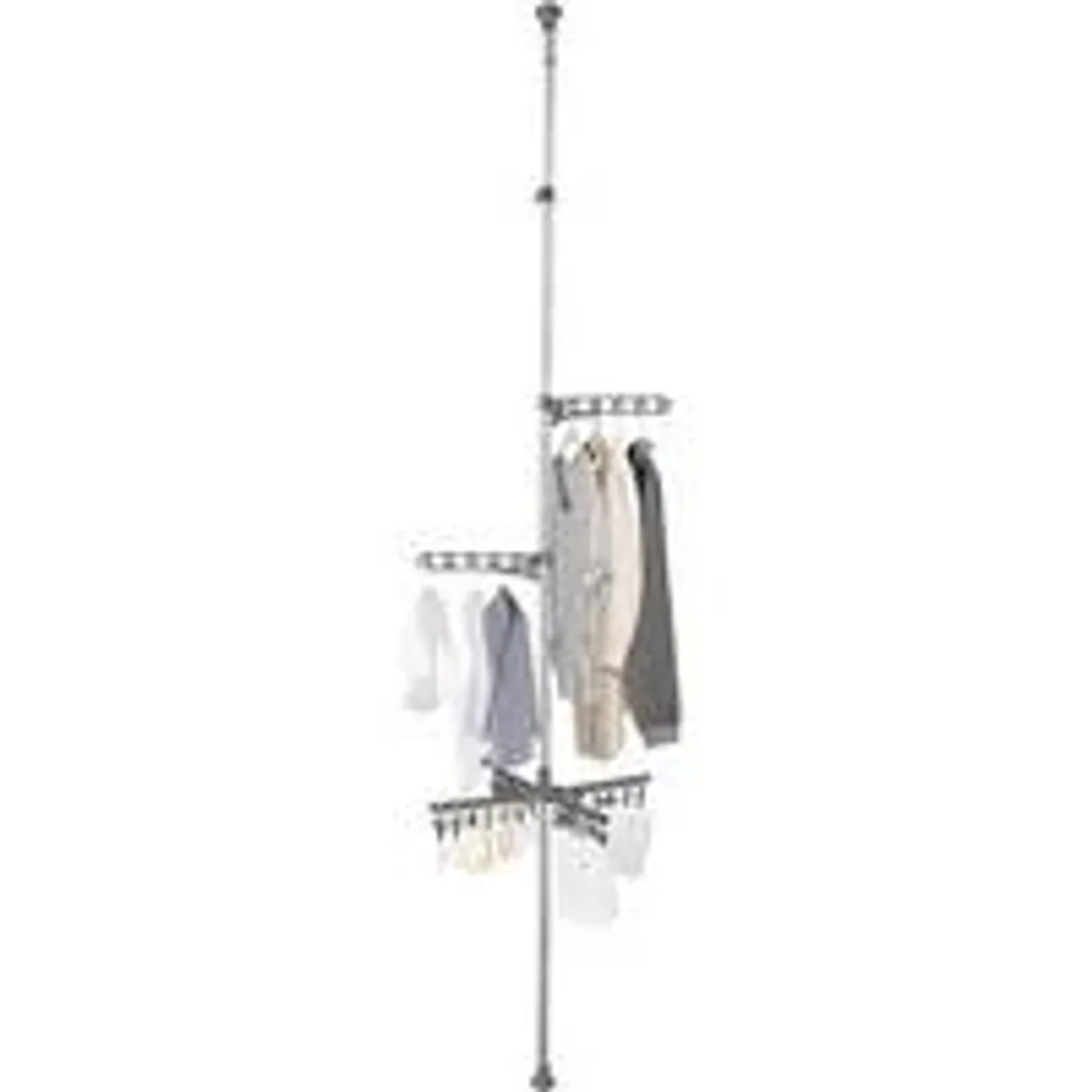 Lot de 2 Porte-vêtements télescopiques portables gris réglables