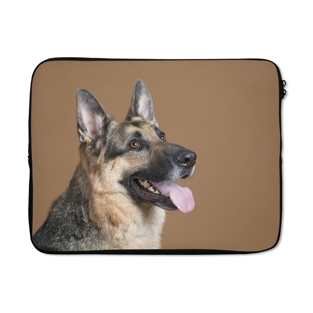 MuchoWow Laptop Hülle 17 Zoll Laptoptasche Porträt eines Deutschen Schäferhundes - Zipper - Schutzabdeckung