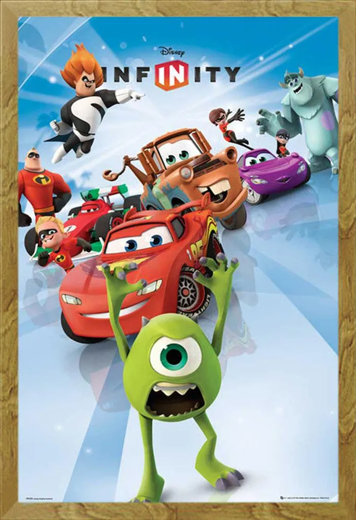 Disney - Poster - Infinity - Cast Portrait + cornice rimovibile, Shinsuke® Maxi MDF oak, vetro acrilico