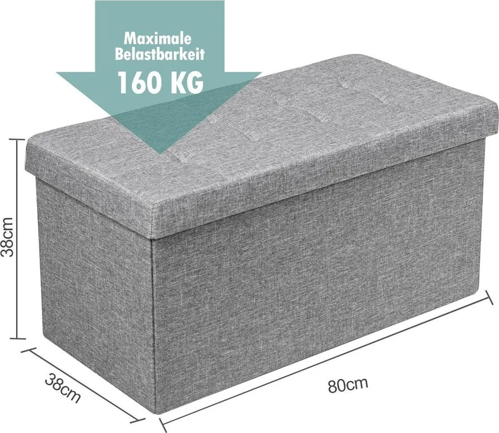 Banc ottoman pliable gris clair solution gain de place et rangement malin - 2