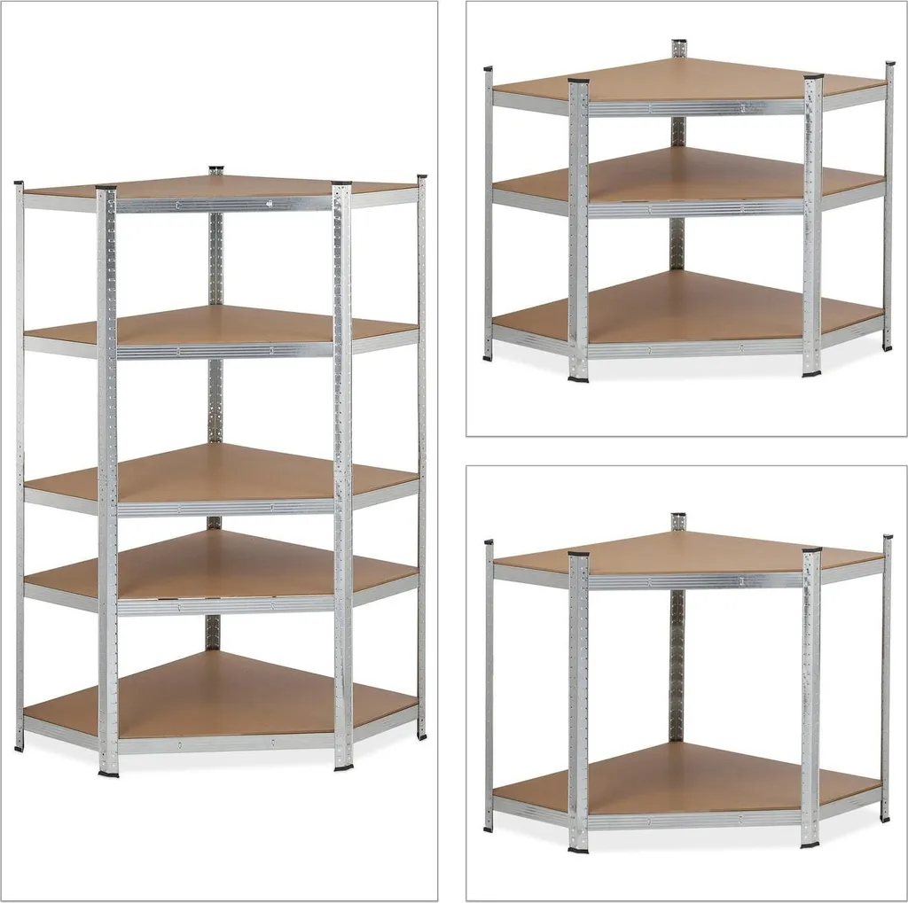Étagère d'angle robuste 5 plateaux en métal noir style industriel loft
