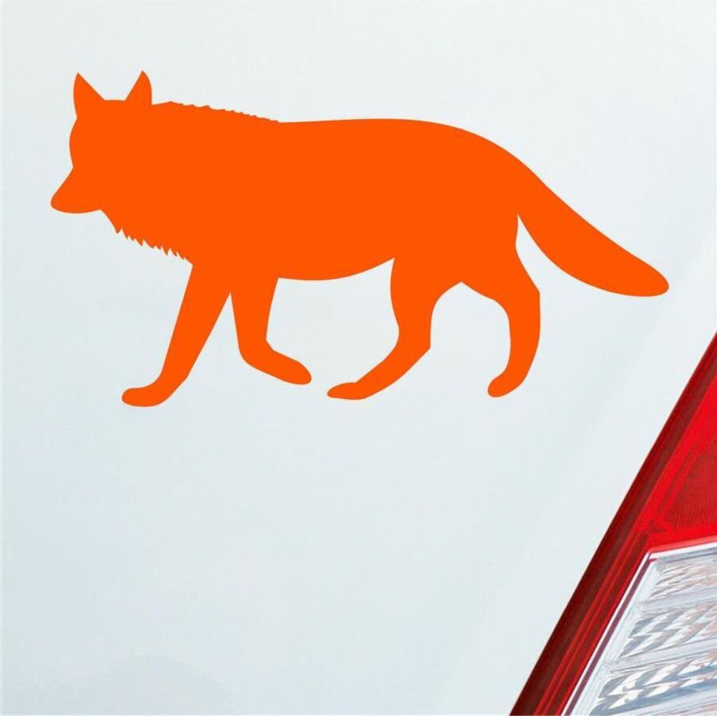 Auto Aufkleber Wolf Wulf Tier Hund Dog 18x10 cm Orange Sticker Heckscheibenaufkleber