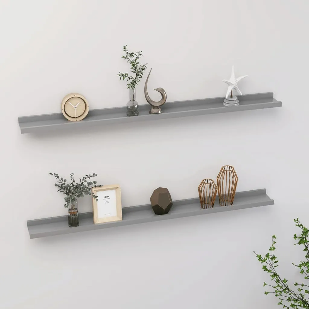 Set 2 Mensole 100x9x3 cm Grigio | Arredo Minimalista Contemporaneo - 2