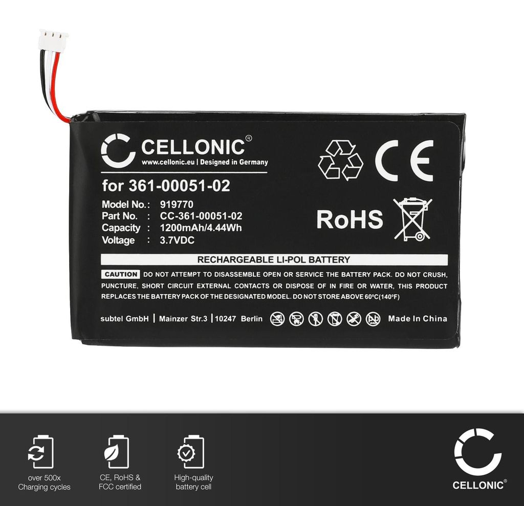 CELLONIC 1x Akku für Navigation Kompatibel mit Garmin nüvi Produktbild 