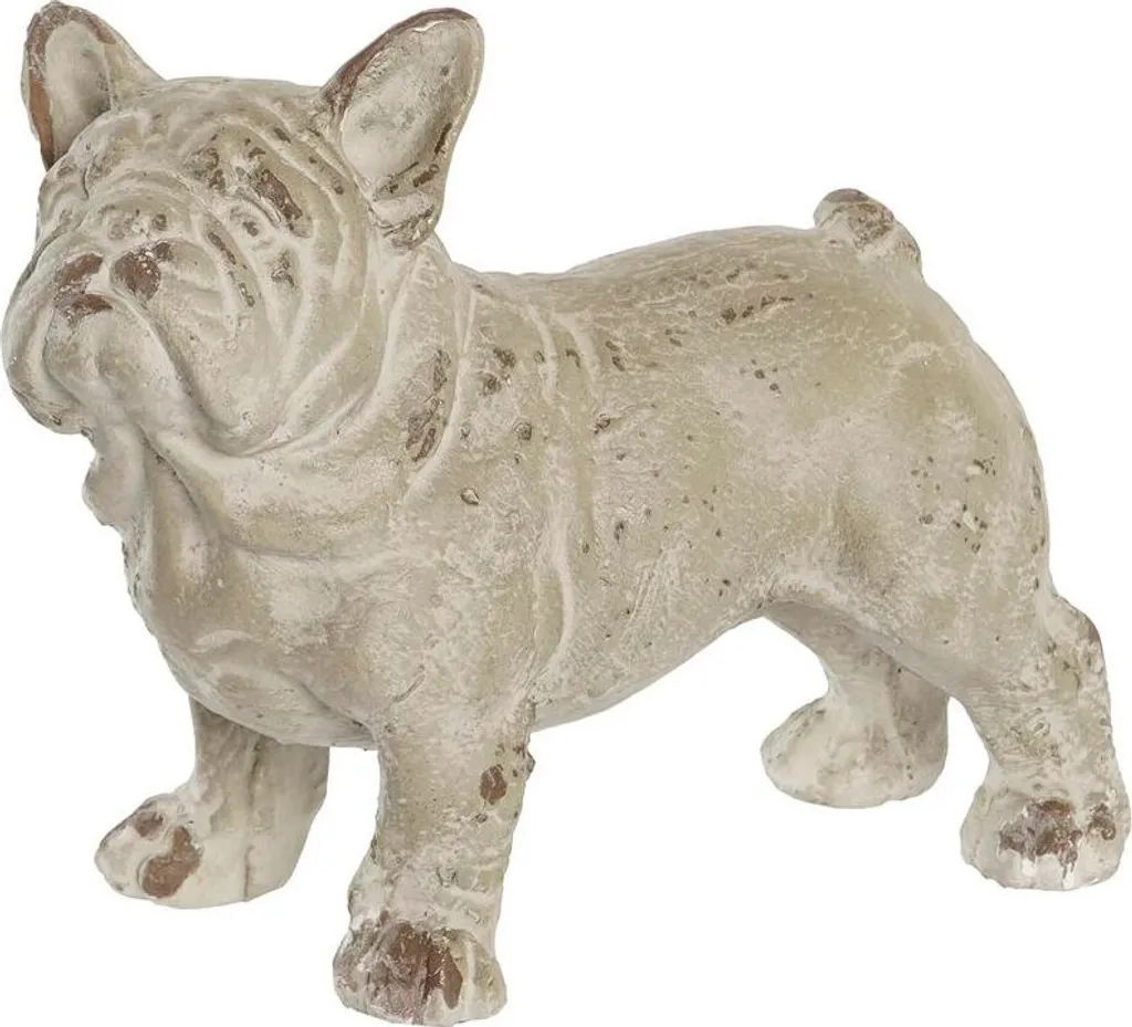Objet Déco Chien en Résine Gris Antique - Statuette XL pour Salon Chic