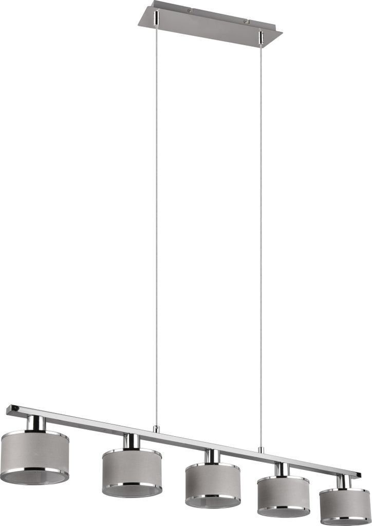 Suspension KAPRUN argent et nuances d'argent, 5xE14x28W, Image du produit 
