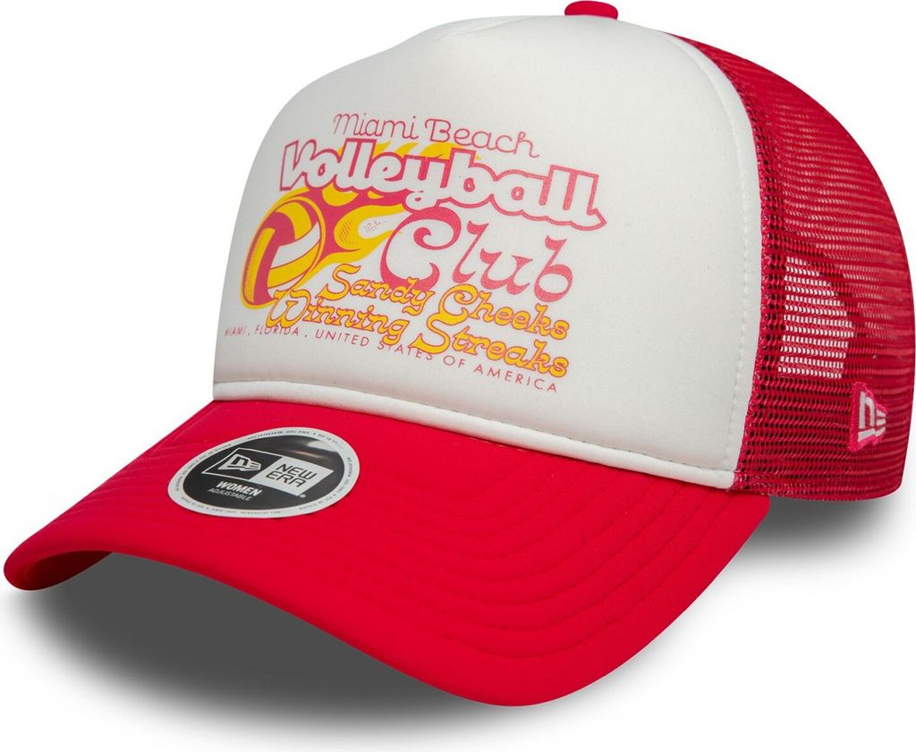 New Era Women Foam Trucker Cap Miami Beach Volleyball pink