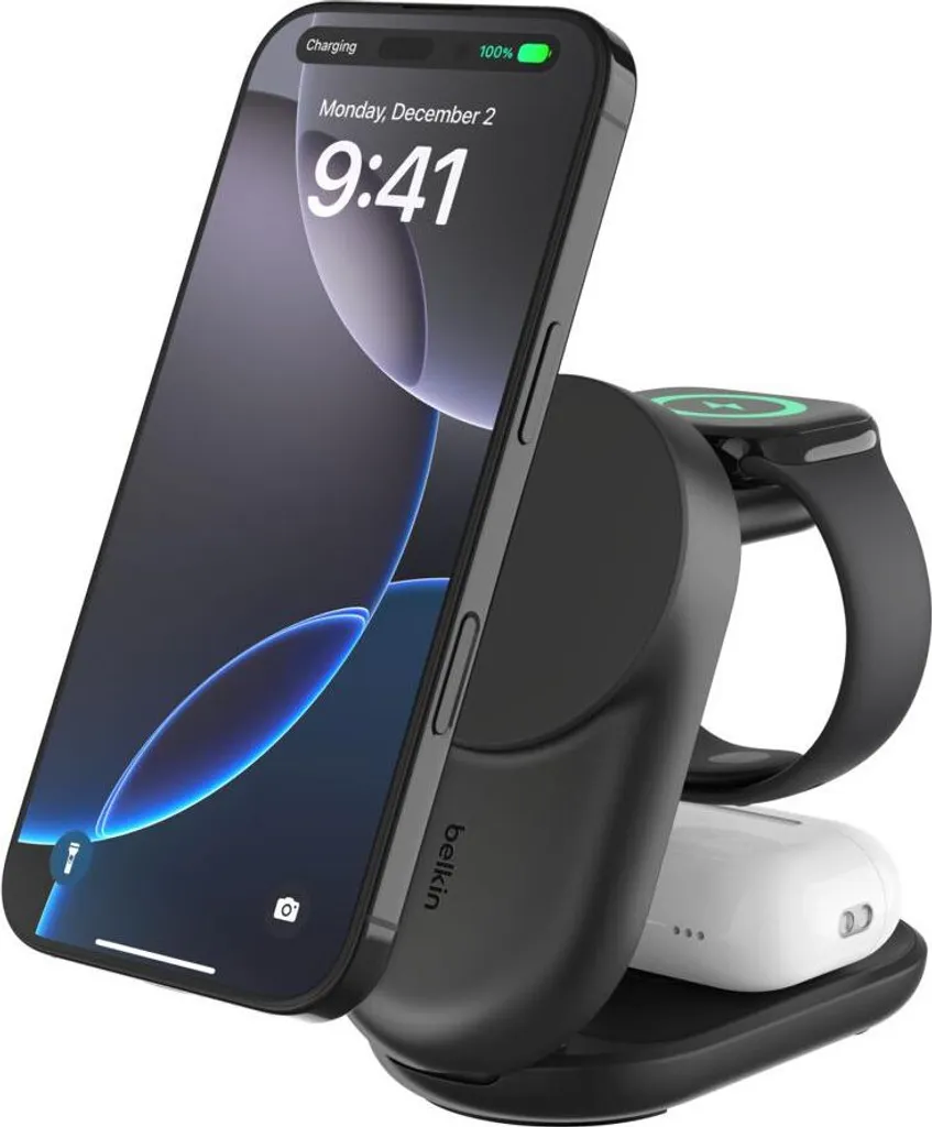 Belkin Qi2 Stazione Ricarica Sicura per Tutta la Famiglia - Nero