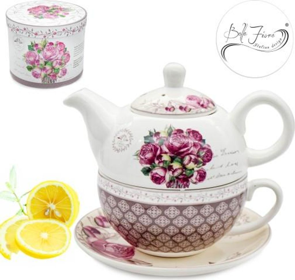 Porcelanowy Dzbanek 450ml z Filiżanką i Podstawką Elegancki Zdjęcie produktu 