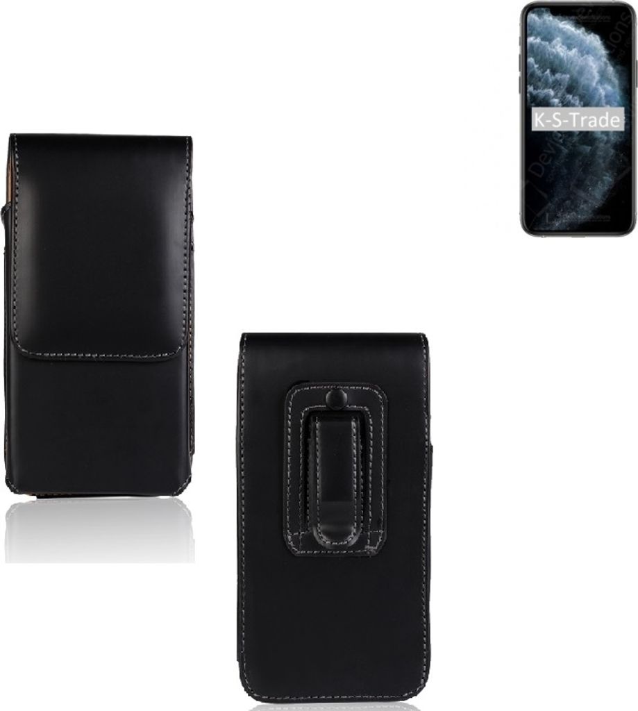 K-S-Trade Gürteltasche für Apple iPhone 11 Pro Max Schutz Hülle Handy Hülle mit Magnetverschluss Holster in schwarz