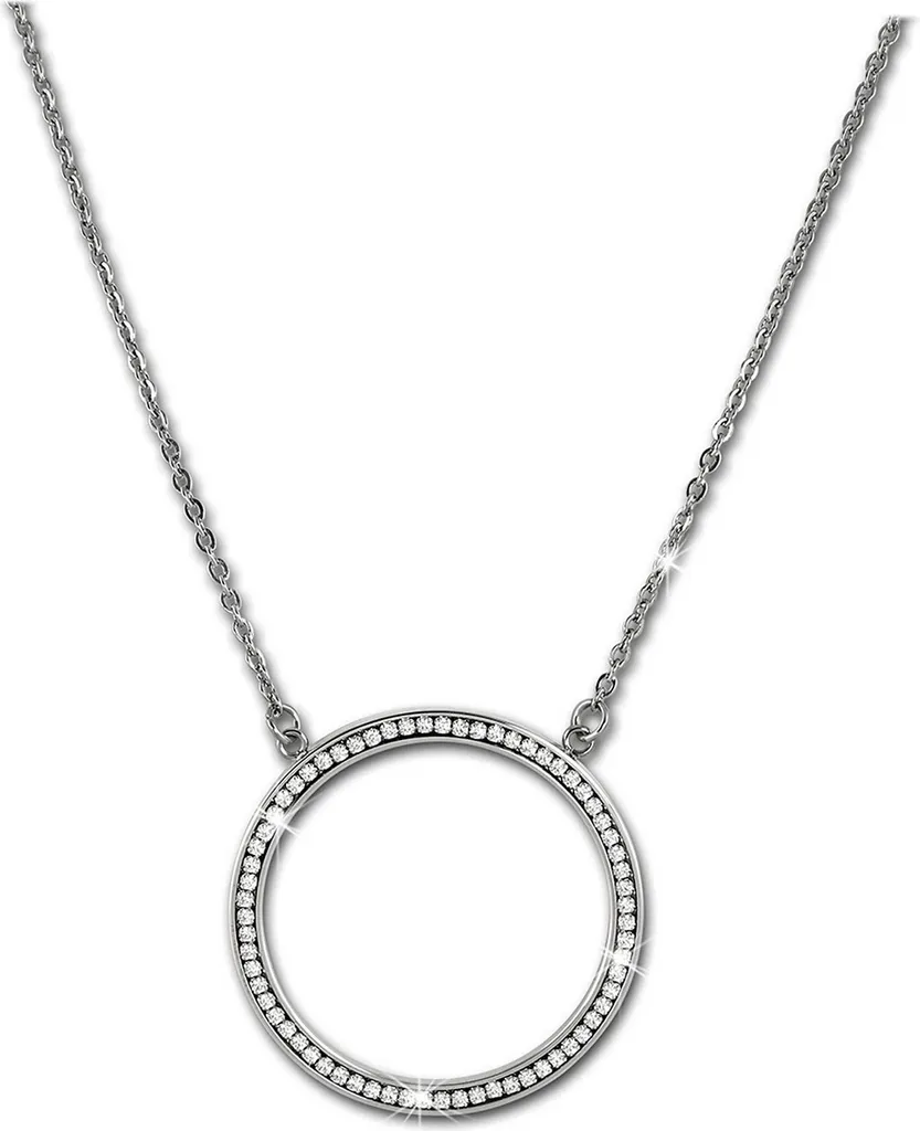 Amello collana 84cm in acciaio inox gioielli O-catena da donna argento bianco ESK101J