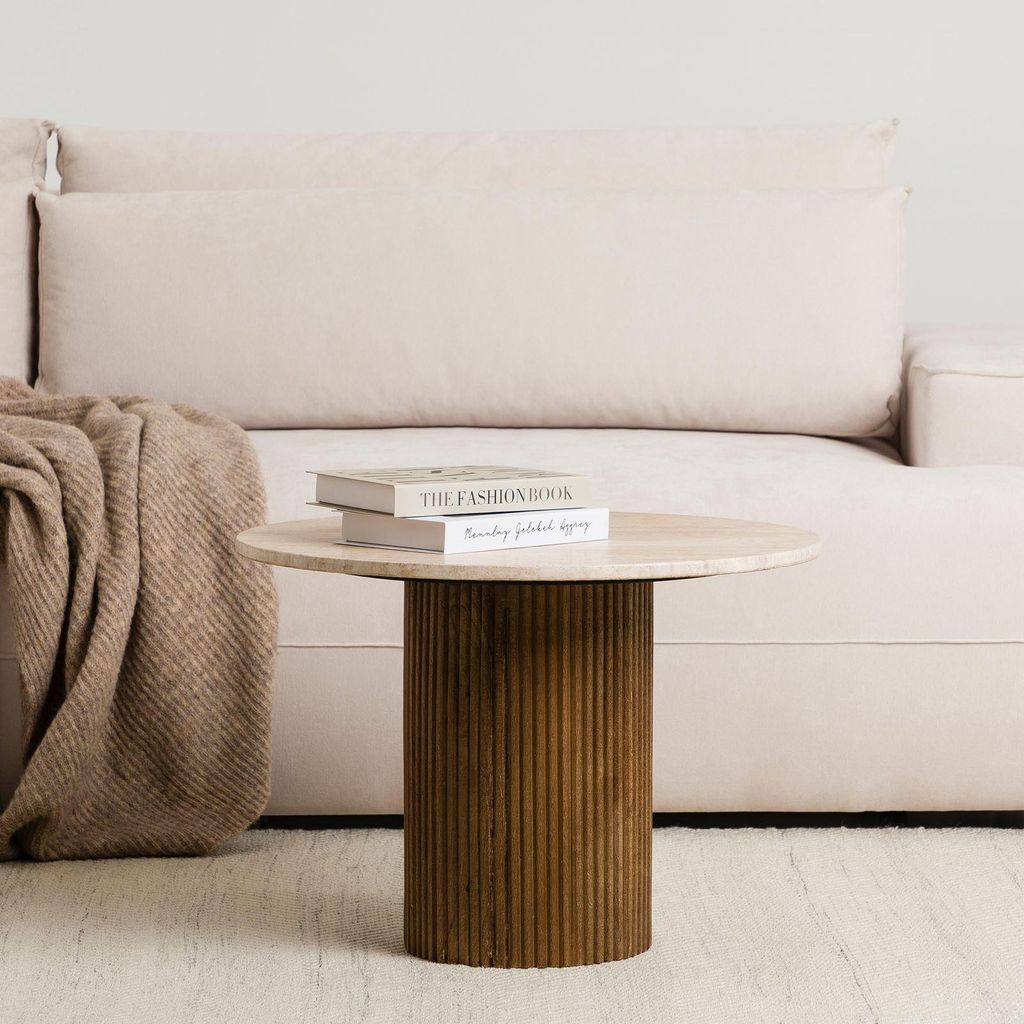 MANDI Couchtisch mit Tischplatte aus Travertin, 60 cm, Produktbild 