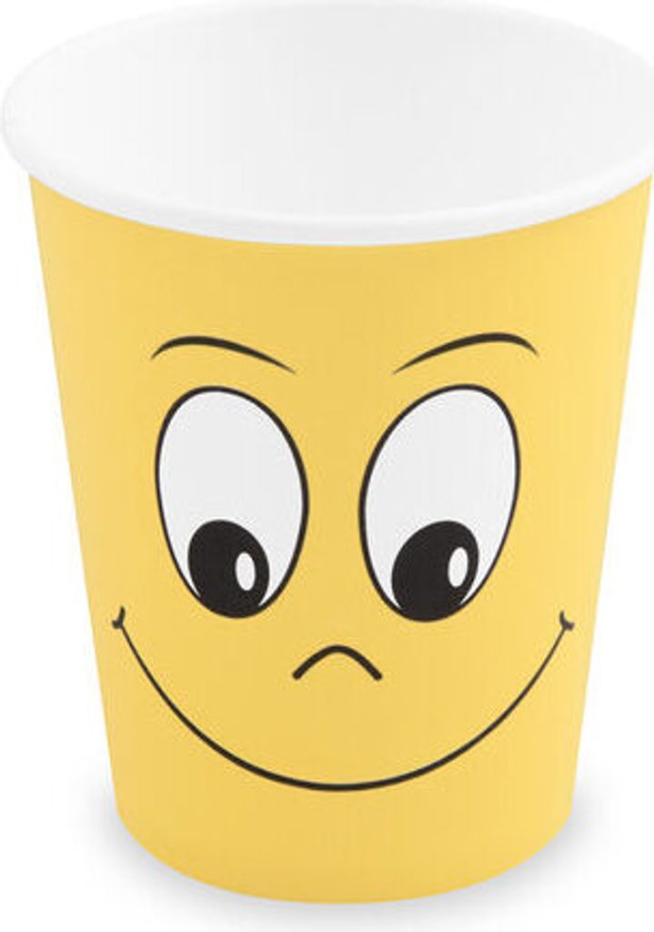200x Heiß- und Kaltgetränkebecher Pappbecher 'Smiling face' 200ml 280ml
