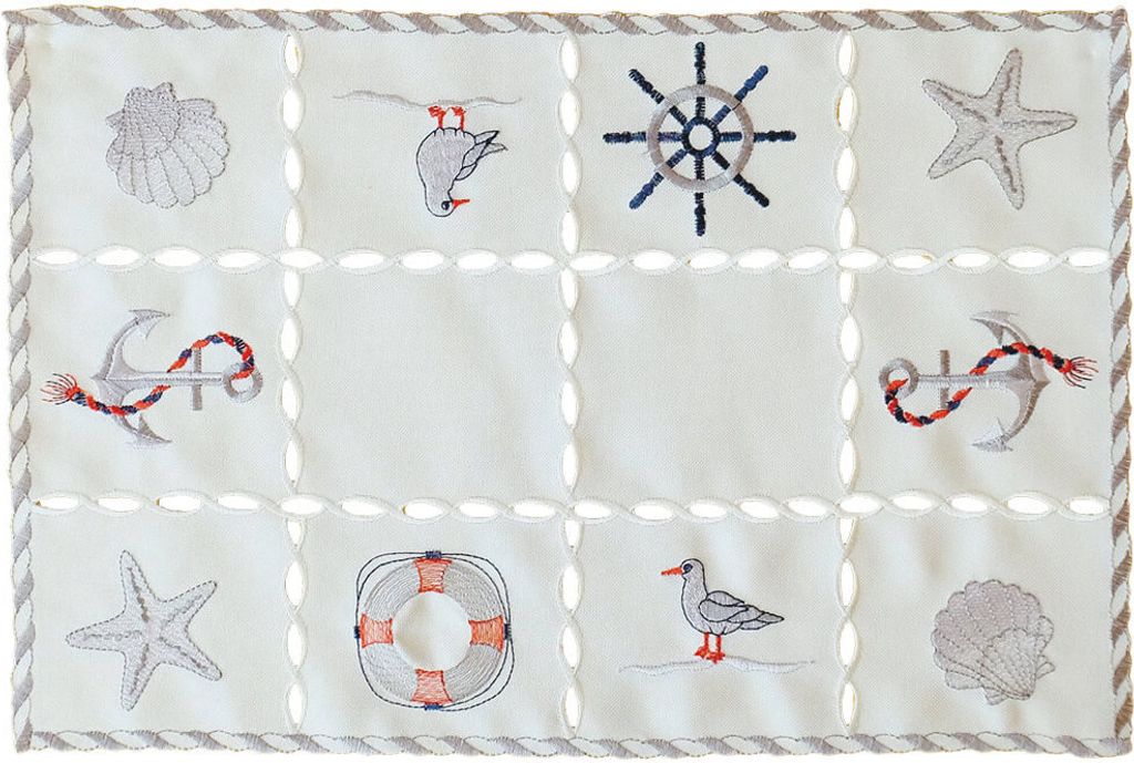 Tischdeckchen NINA maritime Stickerei & Cutouts Polyester 30 x 45 cm