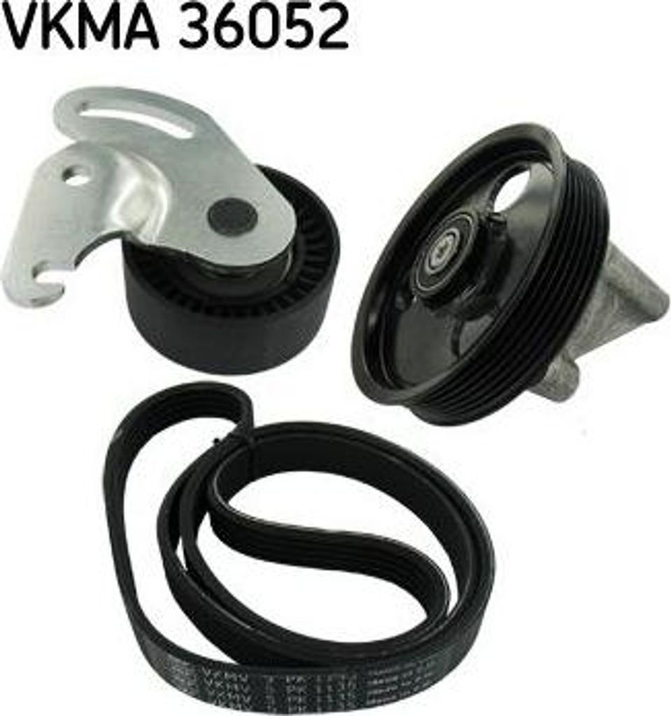 SKF VKMA 36052 Keilrippenriemensatz OE 1172000QAN kompatibel mit Logan, Almera, Kubistar, Micra, Clio, Scenic, Kangoo, Megane, Modus, Thalia