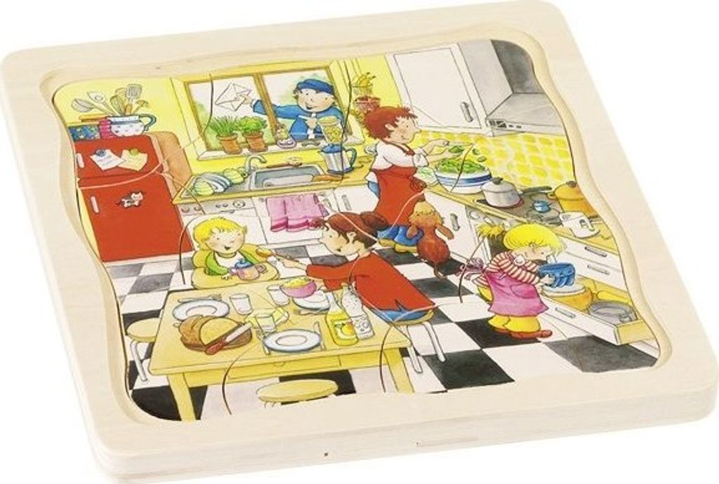 GOKI 57339 Encaje con dibujos escondidos Wooden Puzzles, Multicolored, One Size 4013594573399