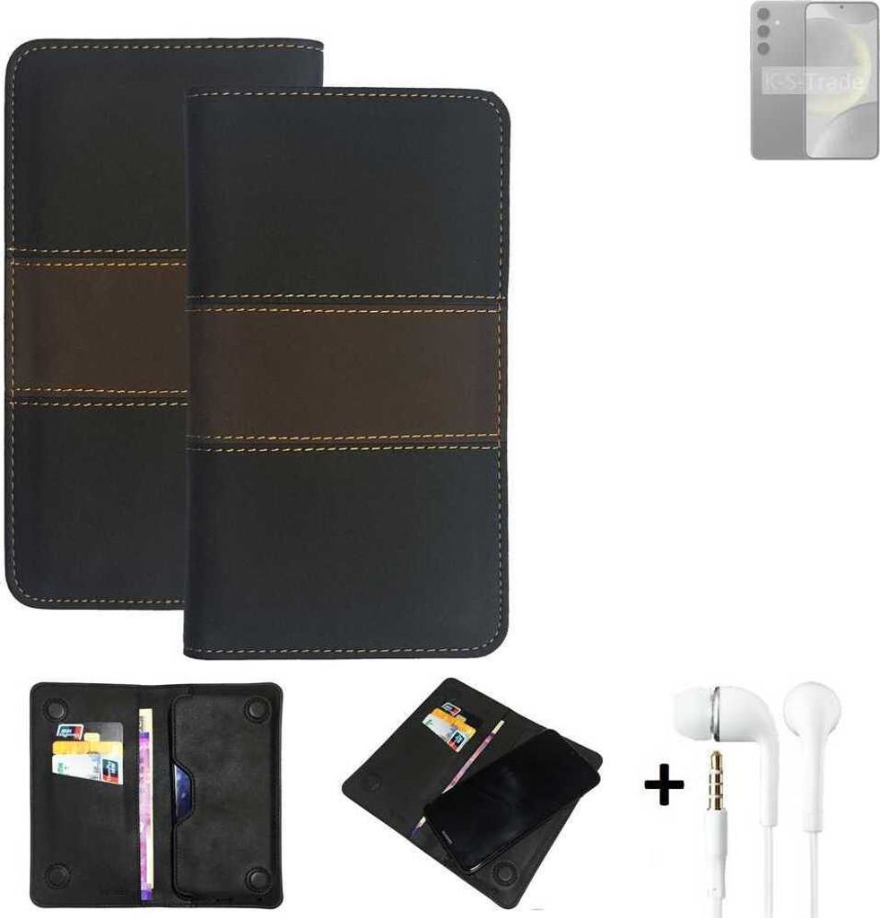 K-S-Trade Handyhülle + Kopfhörer kompatibel mit Samsung Galaxy S24+ Exynos Schutzhülle Walletcase Bookstyle Tasche Schutz Case Hülle Wallet Cover