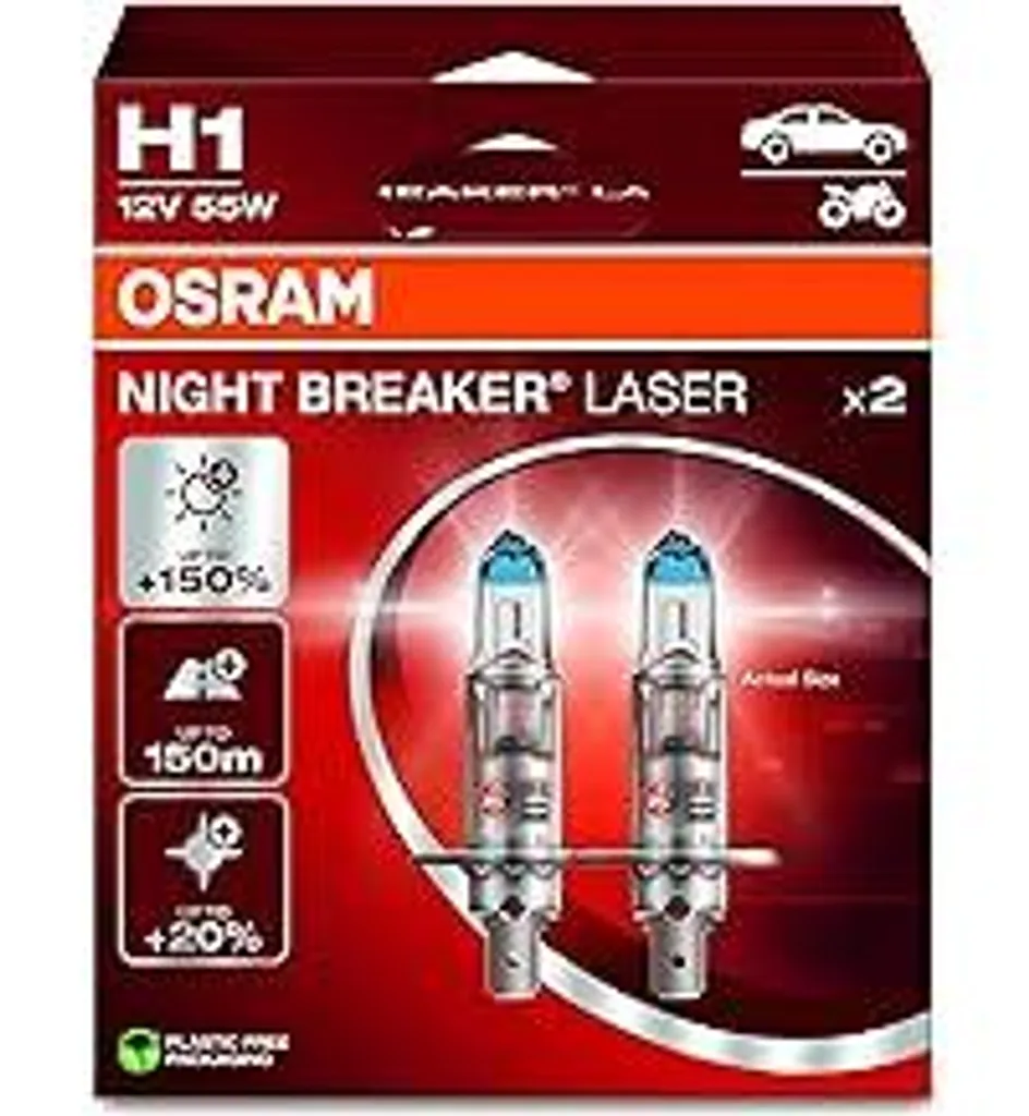 Osram H1 Night Breaker Laser 64150NL: Lampadine Alogene Faro Auto