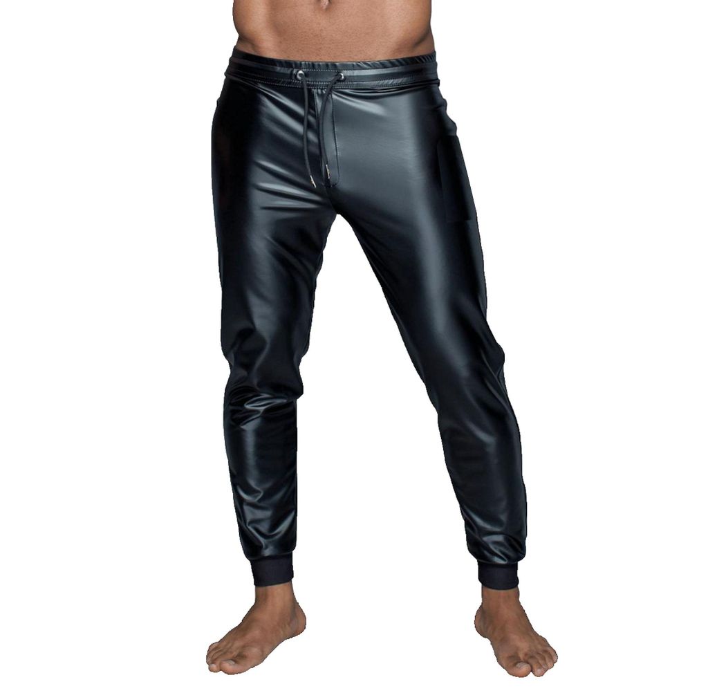 Noir Handmade Herren Hose H063 Lange Hose Treggings in schwarz matt, Gr. S