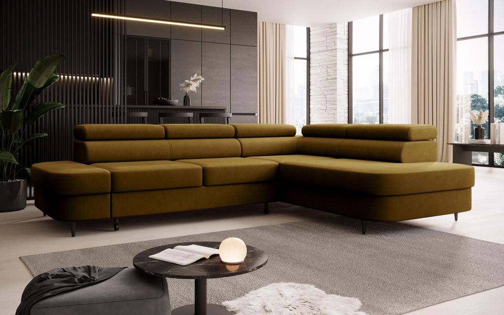 FurMeb24 ECKSOFA LUNA - 275 x 203 cm vena 02 - mit schlaffunktion und bettkasten - rechte seite