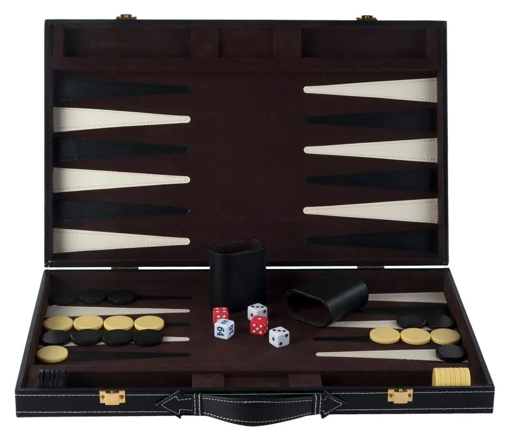 Jeu Backgammon 18 Robuste - Coffret de Rangement Complet Marron Ivoire - 4