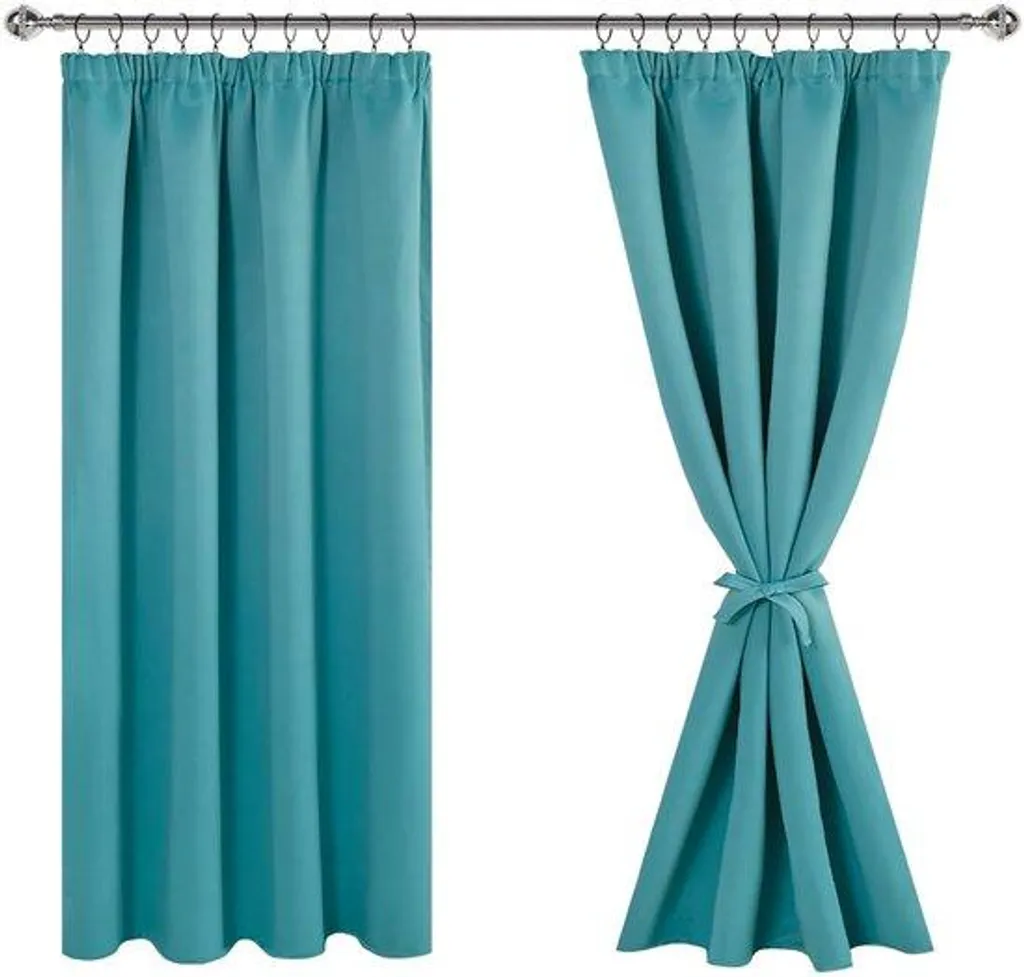 Paire de rideaux turquoise 137x117 cm occultants pour chambre et salon