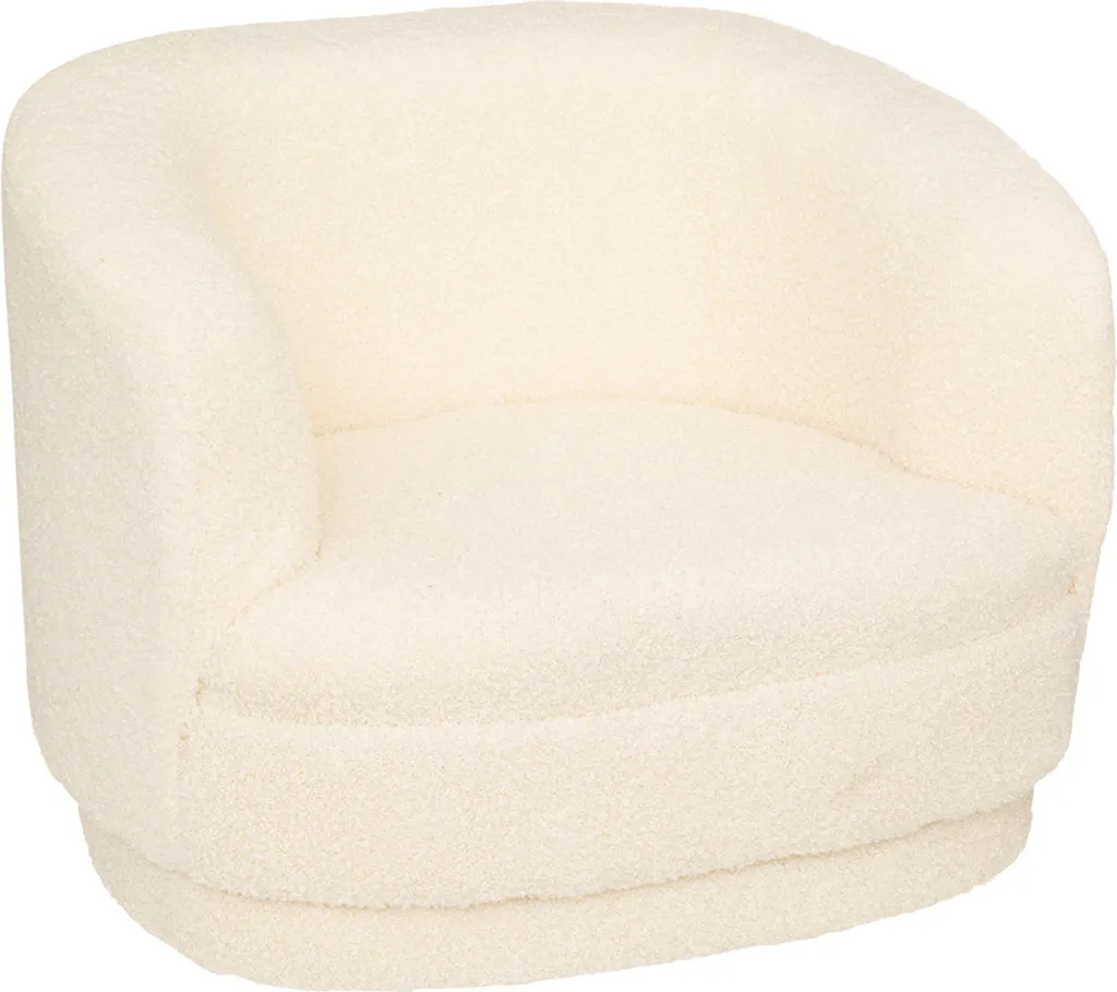 Fauteuil Enfant Blanc en Tissu Bouclé Merle - Petit Siège Doux et Chic