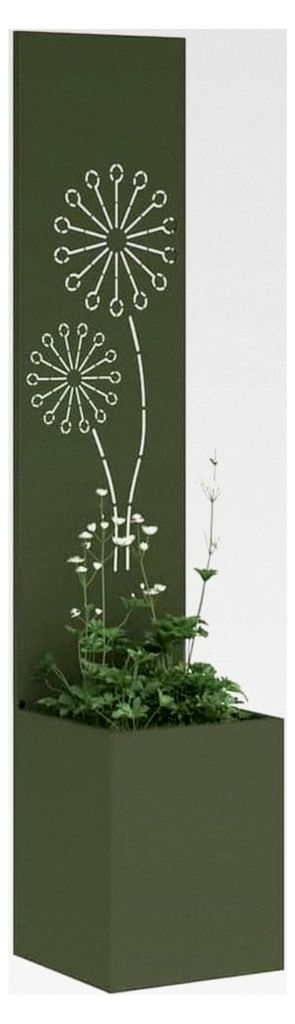Blumenkästen mit Sichtschutz, Hochbeet, Olivgrün, 32 x 140 cm