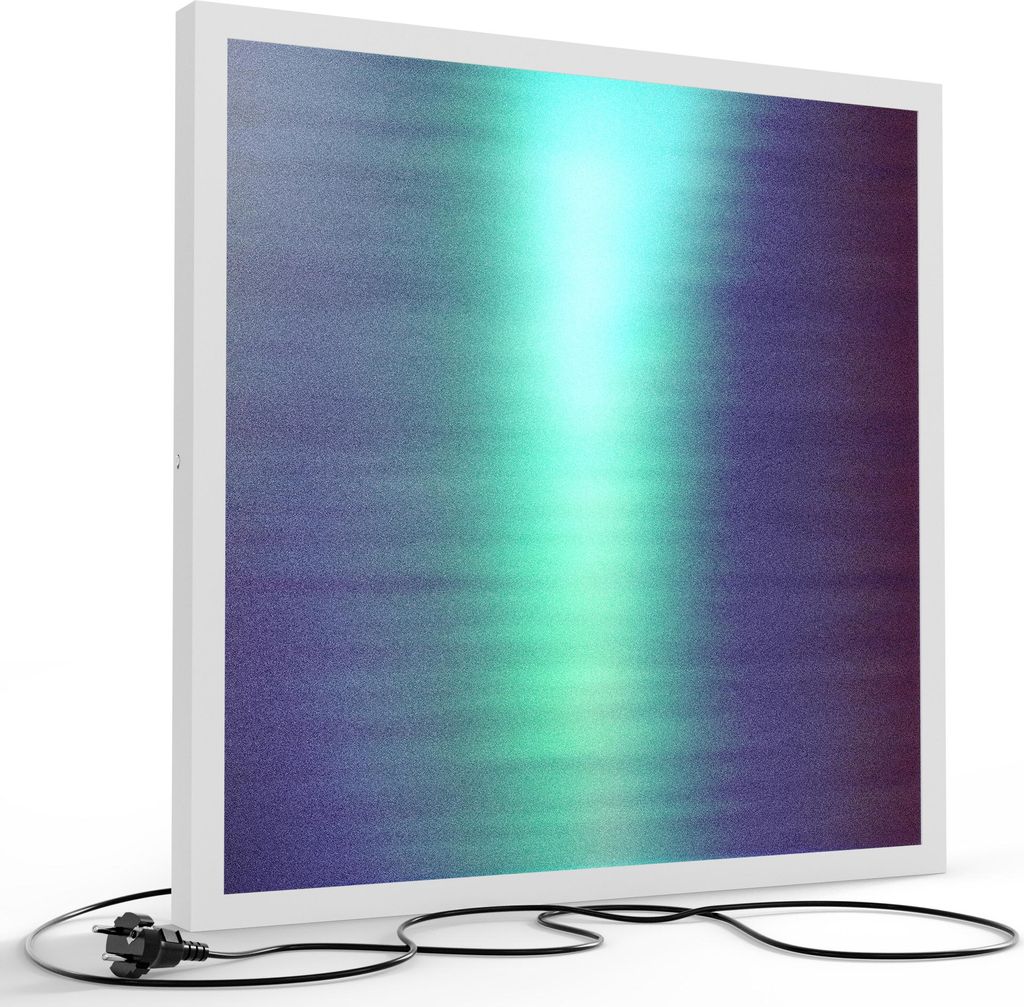 DEQORI LED-Bild & Lampe 60x60 cm Weiß 'Neonstruktur mit Körnung' Leuchtbild LED Leuchte
