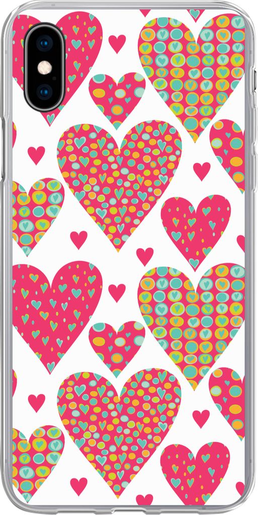 MuchoWow Handyhülle Schutzhülle Hülle für Telefoonhoesje iPhone Xs Mädchen - Herz - Liebe - Muster - Mädchen - Kinder - Kinder - Kind Silik...