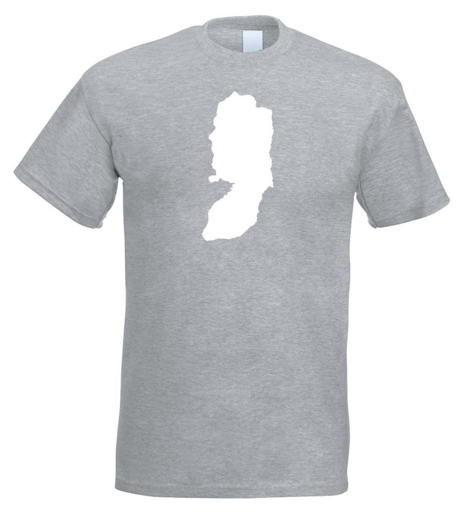 Kiwistar - T-Shirt - Graumeliert - Westjordanland Umriss Kontur Herren Funshirt Bedruckt Design Sprüche Spruch Motive - mit Motiv Bedruckt - Funsh...