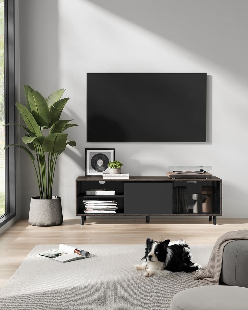 VASAGLE TV-Schrank, Fernsehtisch Wohnzimmer, geriffeltes Produktbild 