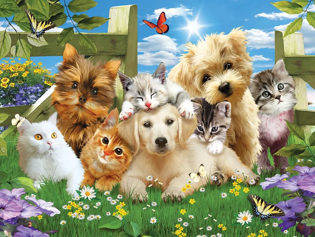 SunsOut Puzzle XXL Pups n Kittens 300 pièces pour passionnés