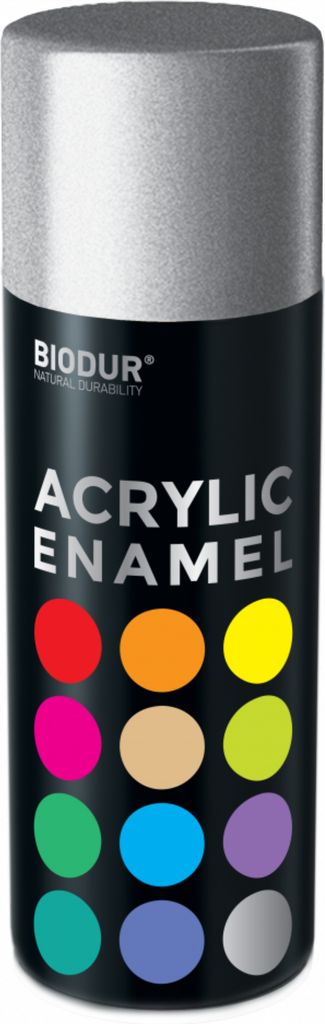 Biodur | Acrylfarbe - Silber (RAL 9006) - 400ml, Sprühfarbe, Acryllack, Buntlack, Super Glanz