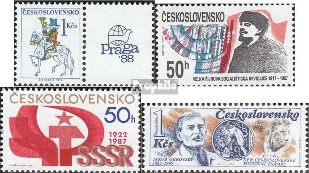 Briefmarken Tschechoslowakei 1987 Mi 2930Zf,2931,2932,2938 (kompl.Ausg.) postfrisch Philatelie