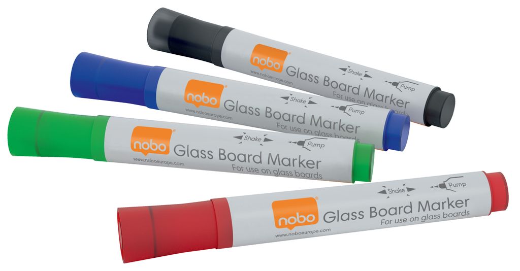 Nobo Verschiedenfarbige Marker 4 Stk. für Glas-Whiteboards