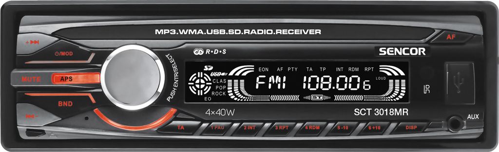 SENCOR SCT 3018MR Autorádio, Výkon 4x40 W, přehrávač Obrázek produktu 