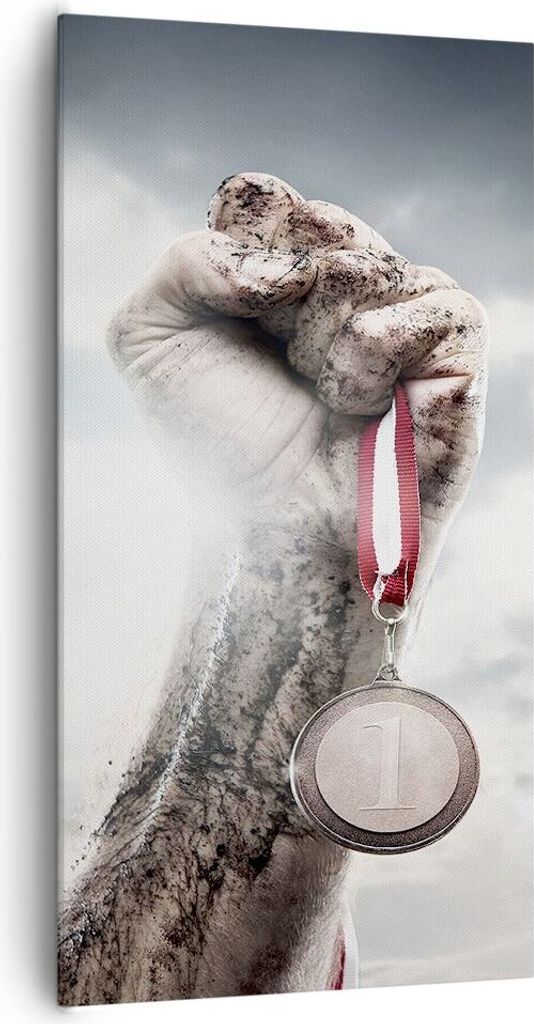 Bild auf Leinwand - Leinwandbild - Sport Medaille Sieg Trophäe - 65x120cm - Wand Bild - Wanddeko - Leinwanddruck - Bilder - Kunstdruck - Wanddekor...