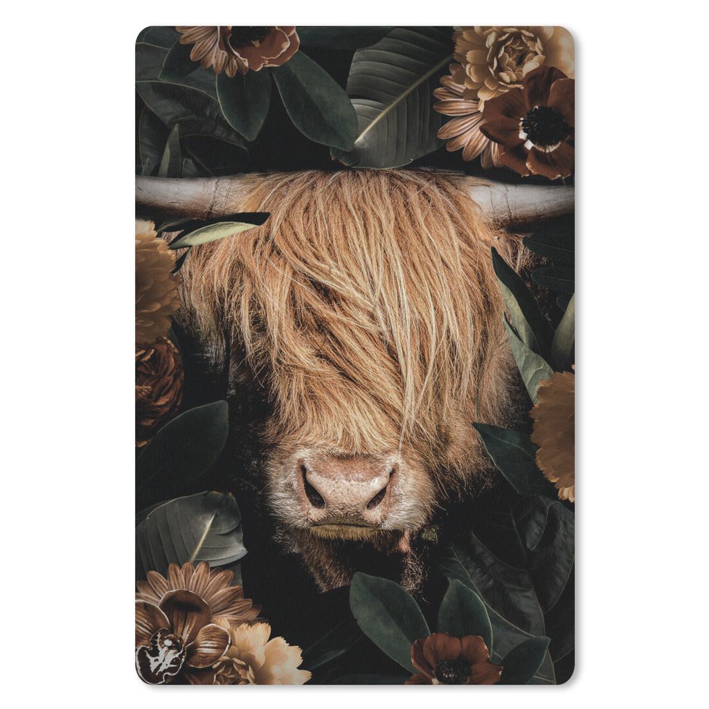 MuchoWow Mauspad Mousepad Scottish Highlander - Pflanzen - Blumen 18x27 cm - Mousepads - Maus Mat - Pad - Mausunterlage