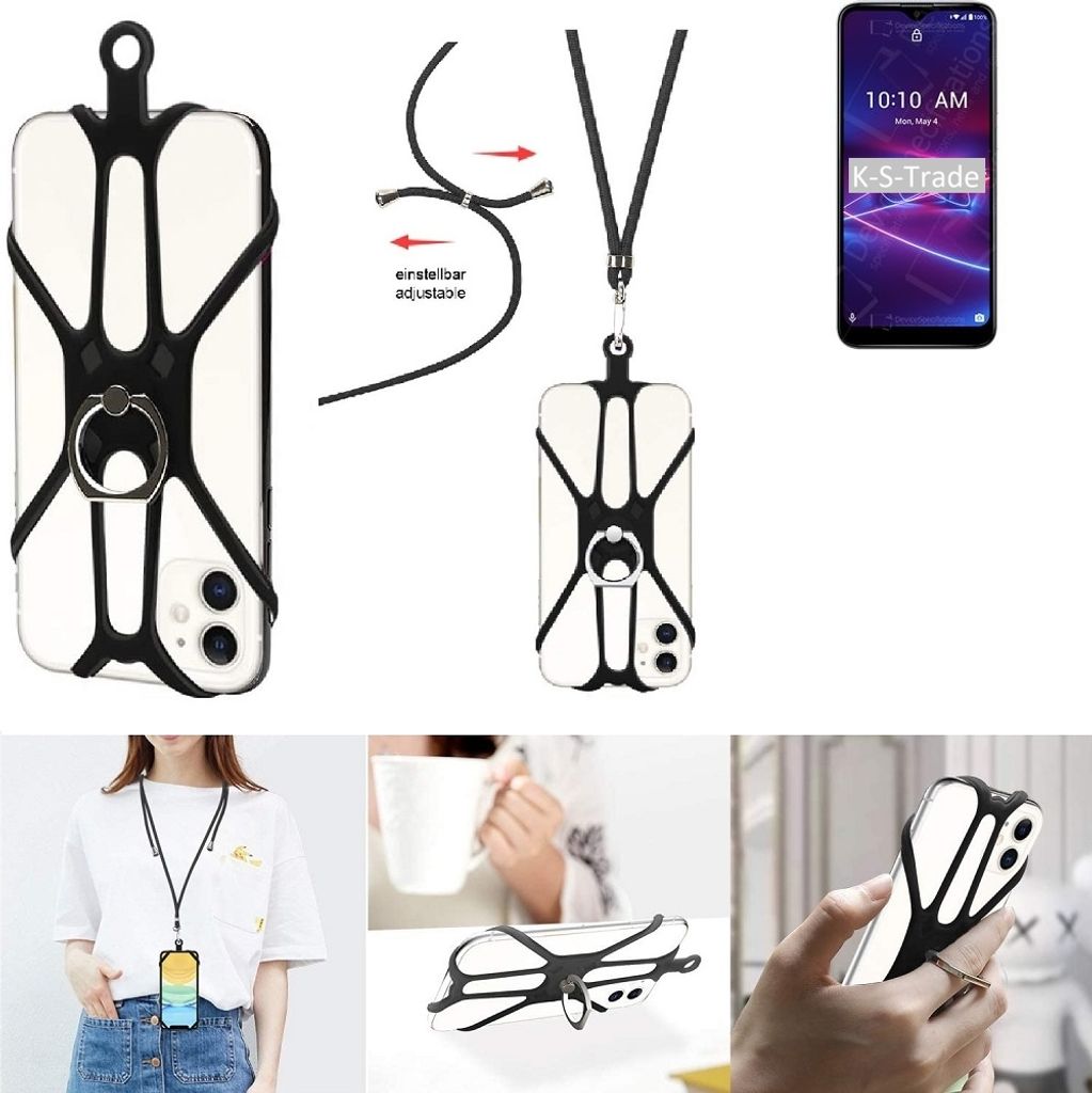 K-S-Trade 3in1 Handykette Handyband Handykordel Halsband Smartphone-Ring Handy-Ring kompatibel mit Coolpad Legacy Brisa Fingerhalterung Handyring