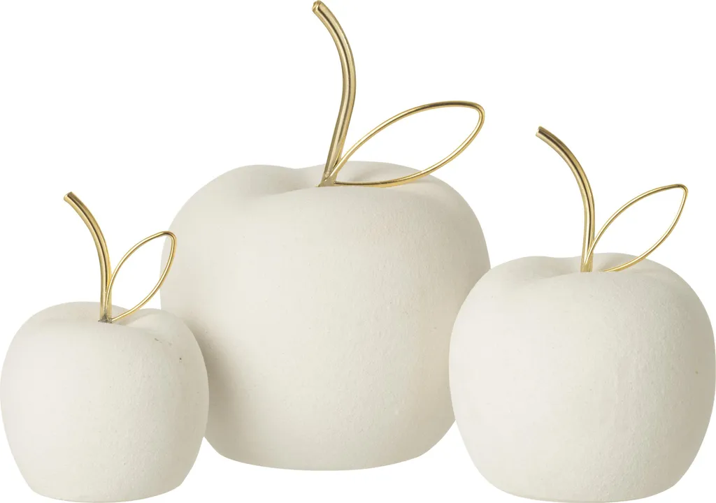 Pommes de Décoration en Porcelaine Blanche avec Finition Dorée J-Line