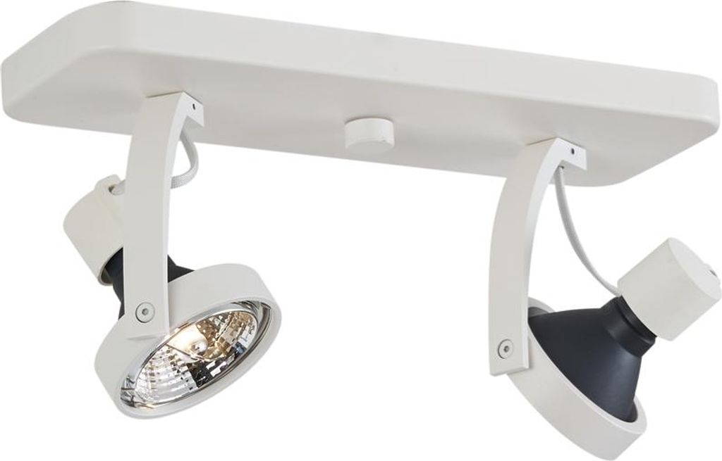QAZQA - Design Deckenstrahler Weiß GU10 70mm 2-flammig-flammig Verstellbar - Vo I Wohnzimmer I Schlafzimmer - Aluminium Rechteckig I Rund - LED ge...