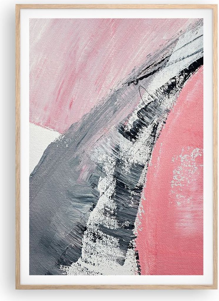 Gerahmtes Poster - Rahmen in heller Eiche - Rosa Grau Farbe - 70x100 cm - Wand Bild - Wanddeko - Wandbilder - Kunstposter - Wandposter - Bilderrahm...
