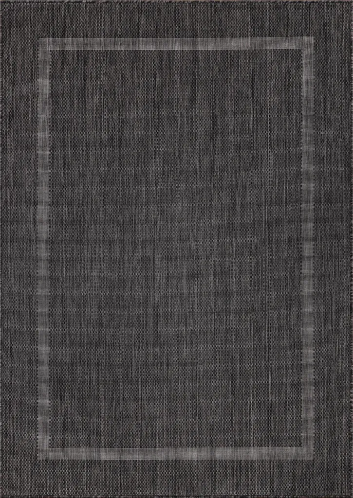 Tapis de Terrasse Noir 240x340 cm Tissage Plat et Design Moderne