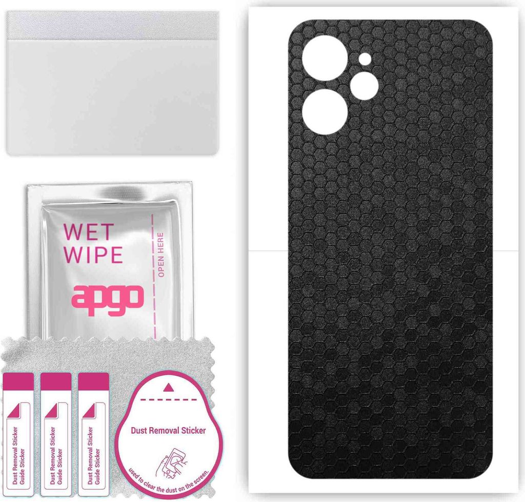 apgo Rückseite Schutzfolie, Skin, kompatibel mit Realme 9i 5G, Hinten Displayschutzfolie aus Vinylfolie, kratzfest, einfache Montage - Schwarze Ho...