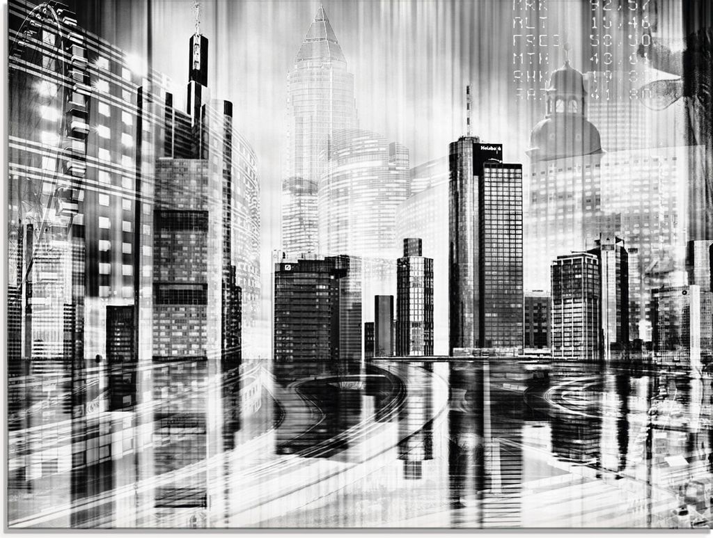 ARTland Glasbild Frankfurt Skyline Collage 01 Größe: 80x60 cm