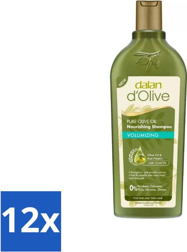 Dalan d'Olive – Shampoo – Extra Volumen – Für dünnes & feines Haar – Pflegend – 400 ml - Vorteilspack - 12 Stücke