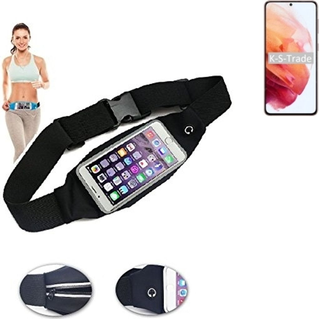 K-S-Trade Jogging-Armband kompatibel mit Samsung Galaxy S21 5G SD888 Gürteltasche Umhängetasche Bauchtasche schwarz Sport Running Jogging Fitness